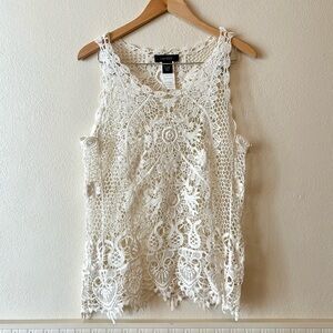 Karen Kane crochet lace 100% cotton cream tank top